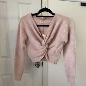 Light pink fuzzy cropped sweater